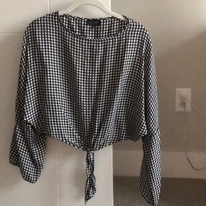 Topshop Knot Gingham Top, Size 2